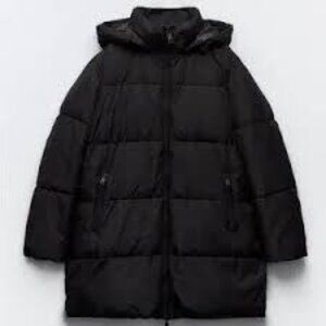 Zara Oversized Down Puffer - Black - Size L - NWT